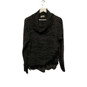 Cloth & portrait Cowl Neck Sweatshirt in Black and Charcoal Gray Colors Medium‎